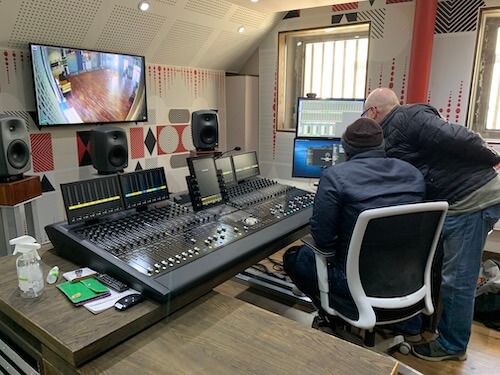 The mixing desks at Flame Studios