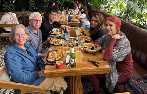 Students and staff at lunch